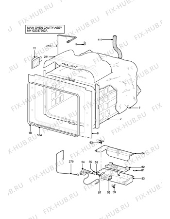 Взрыв-схема плиты (духовки) Parkinson Cowan L55GX3BL - Схема узла H10 Main Oven Cavity (large)